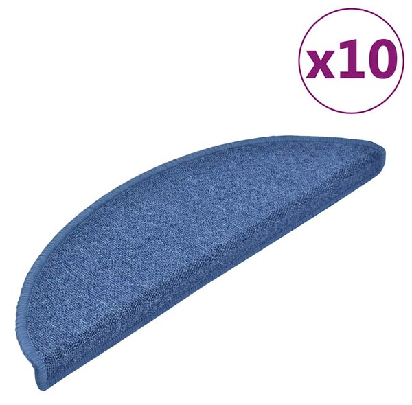 Schodové rohože 10 ks 56 x 17 x 3 cm modré, půlkulaté 149749