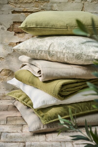 Lněný povlak na polštář Herbal Green 40 × 60 cm