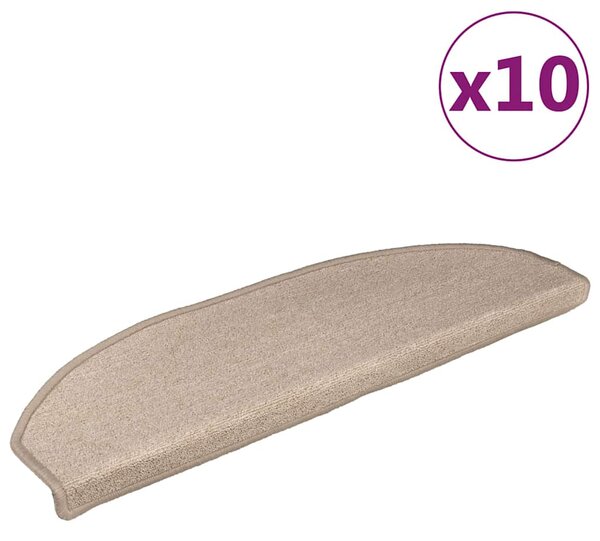 Schodové rohože 10 ks 56 x 17 x 3 cm béžové, půlkulaté 149747