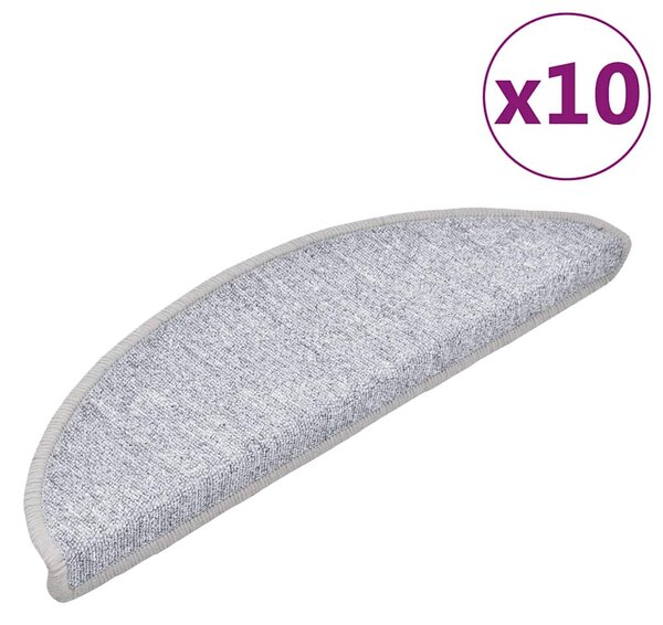 Schodové rohože 10 ks 56 x 17 x 3 cm světle šedé, půlkulaté 149741