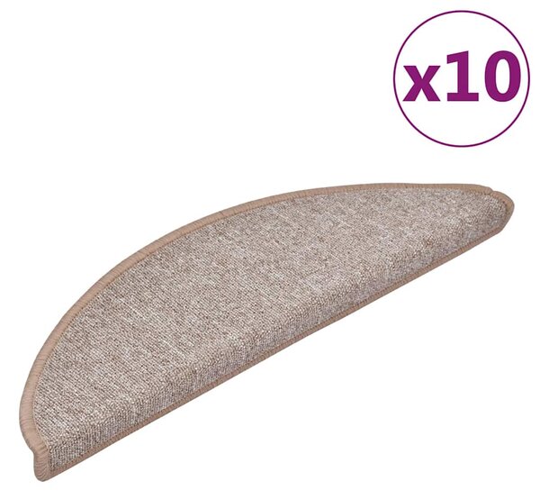Schodové rohože 10 ks 56 x 17 x 3 cm světle hnědé půlkulaté 149739