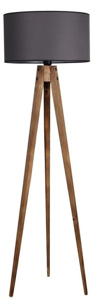 Černá/hnědá stojací lampa s textilním stínidlem (výška 153 cm) Tripod – Opviq lights