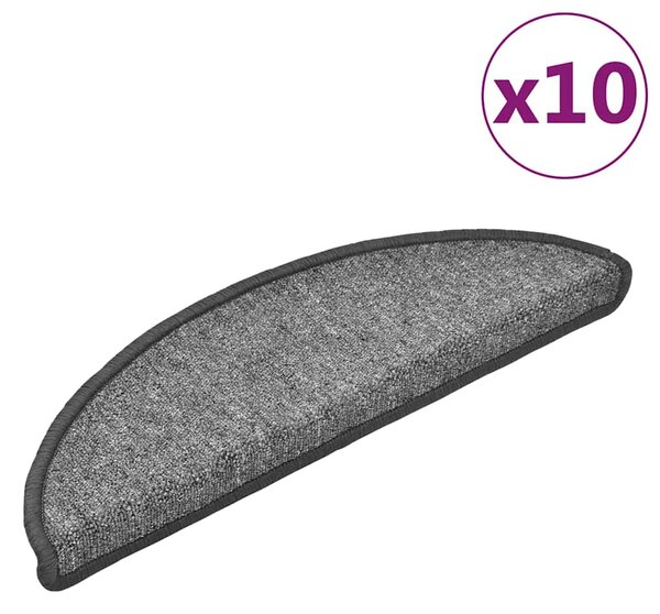 Schodové rohože 10 ks 56 x 17 x 3 cm tmavě šedé, půlkulaté 149737