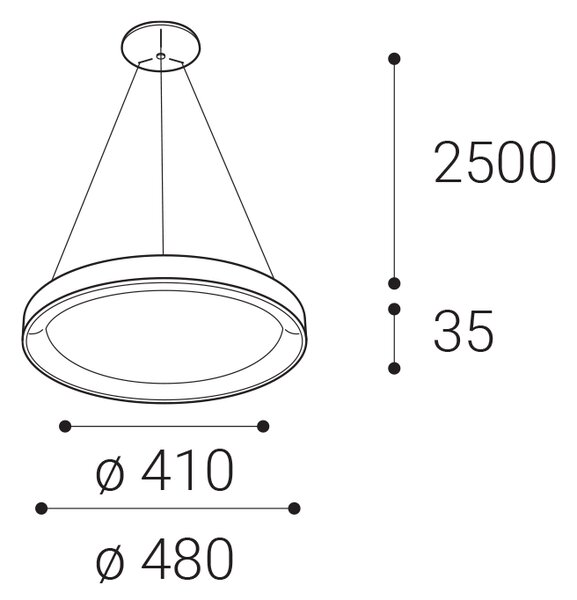 LED2 3271853DT BELLA SLIM závěsné svítidlo LED D480mm 38W/2660lm 3000-4000K TRIAC černá