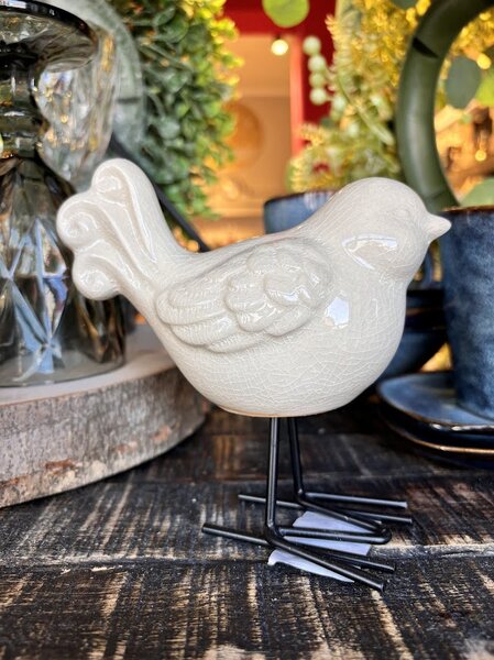 Porcelánová dekorace ptáčka Barva: Béžová