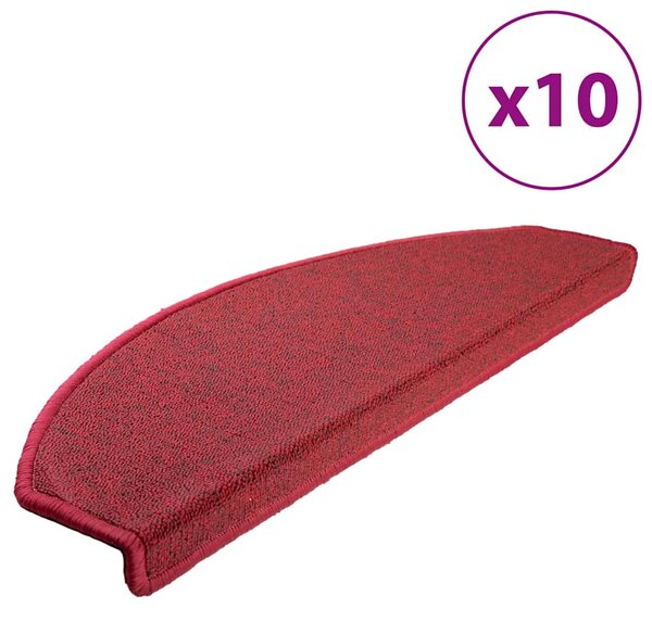 Schodové rohože 10 ks 65 x 24 x 4 cm červené půlkulaté velké 149761
