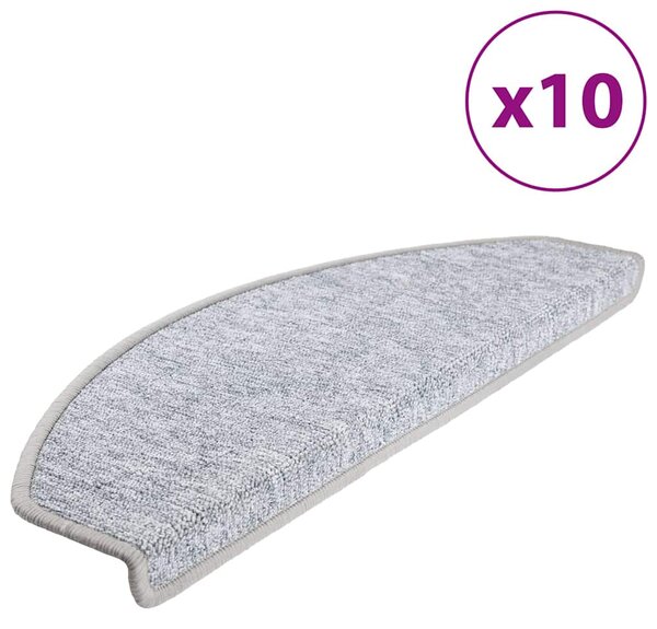 Schodové rohože 10 ks 65 x 24 x 4 cm světle šedé, půlkulaté, velké 149757