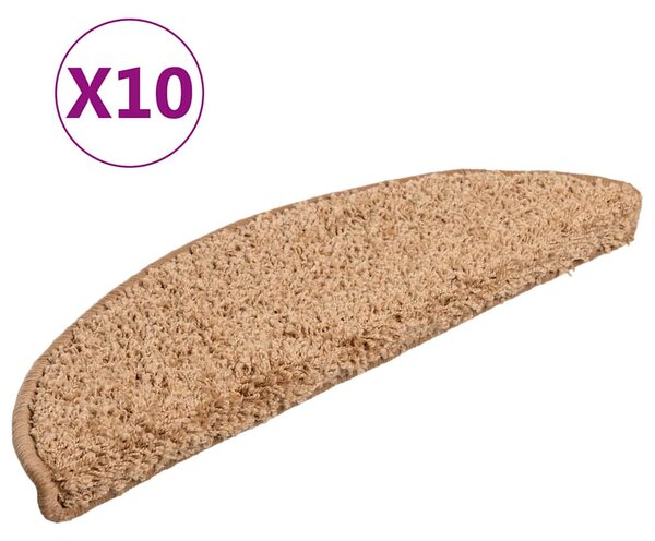 Schodové rohože 10 ks 56 x 17 x 3 cm béžové, půlkulaté 149787