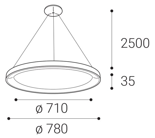 LED2 3271953DT BELLA SLIM závěsné svítidlo LED D780mm 60W/4200lm 3000-4000K TRIAC černá