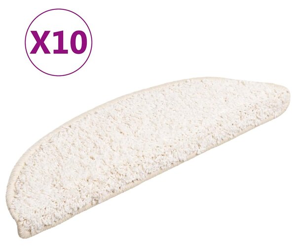 Schodové rohože 10 ks 56 x 17 x 3 cm bílé půlkulaté 149795