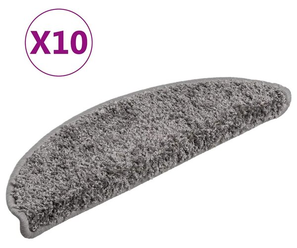 Schodové rohože 10 ks 56 x 17 x 3 cm šedé, půlkulaté 149783