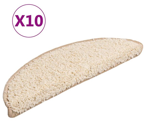 Schodové rohože 10 ks 56x17x3 cm krémové, půlkulaté 149791