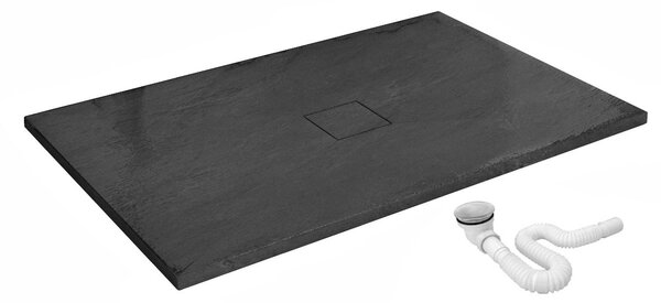 Rea BLACK STONE - Kamenná sprchová vanička 80 x 120 x 3,5 cm + sifon, černá, REA-K9602
