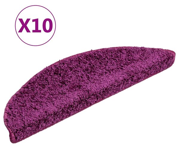 Schodové rohože 10 ks 56x17x3 cm fialové půlkulaté 149793