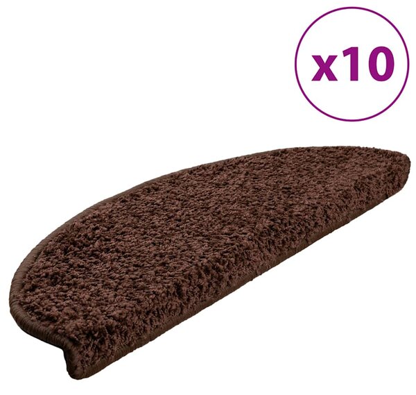 Schodové rohože 10 ks 65 x 21 x 4 cm hnědé, půlkulaté, velké 149805