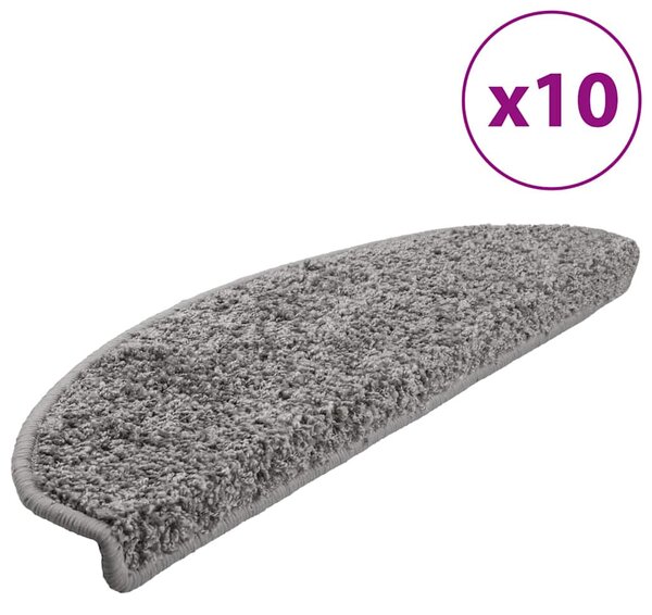 Schodové rohože 10 ks 65 x 21 x 4 cm šedé, půlkulaté, velké 149799