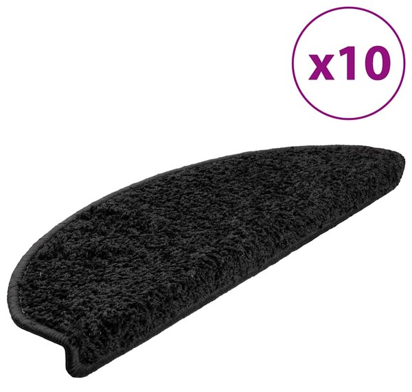 Schodové rohože 10 ks 65 x 21 x 4 cm černé, půlkulaté, velké 149801