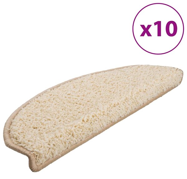 Schodové rohože 10 ks 65 x 21 x 4 cm krémové, půlkulaté, velké 149807