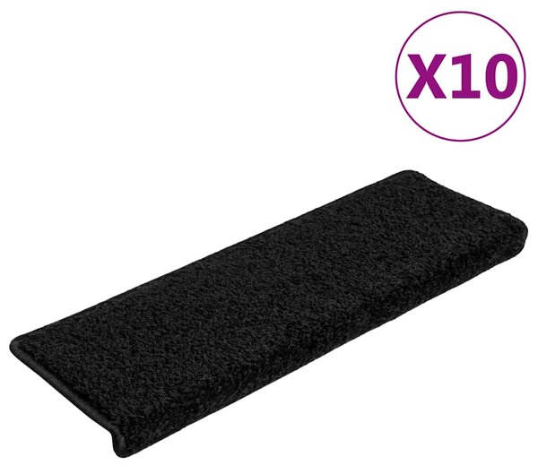Schodové rohože 10 ks 65 x 21 x 4 cm černé s obdélníkovým okrajem 149817