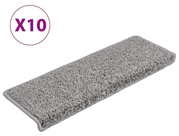 Schodové rohože 10 ks 65 x 21 x 4 cm šedé s obdélníkovým okrajem 149815