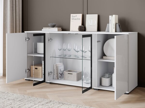 Vitřína Hedvis SB 154 4D, Barva: bílá / bílý lesk, Osvětlení: osvětlení LED - bílé 5903211423208
