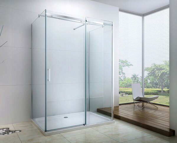 Mexen Omega 3-stěnný sprchový kout 150x100cm, 8mm sklo, chromový profil-čiré sklo, 825-150-100-03-00