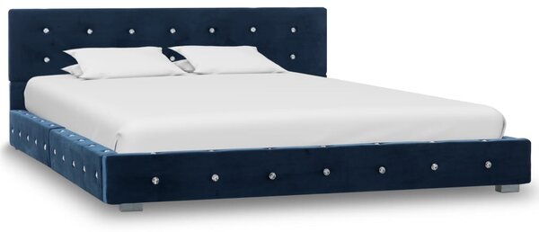 Rám postele modrý samet 140 x 200 cm