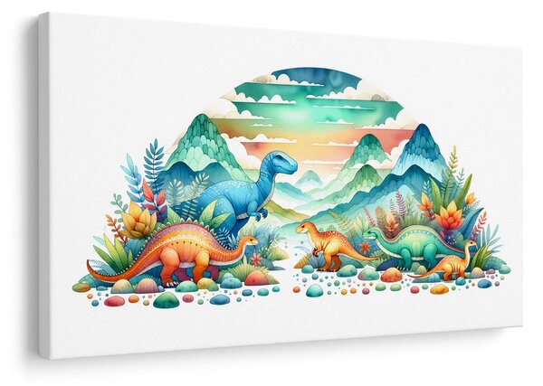Obraz barevní dinosauři v horách
