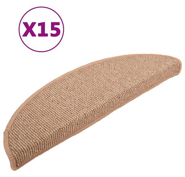 Schodové rohože 15 ks 56 x 17 x 3 cm světle hnědé půlkulaté 149851