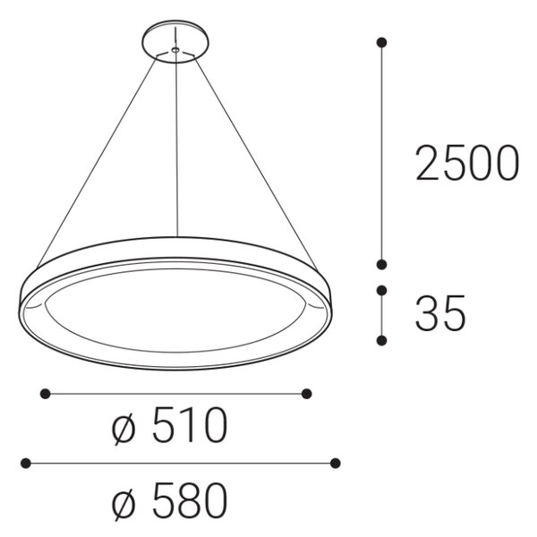 LED2 3273253 BELLA SLIM závěsné svítidlo LED D580mm 48W/3360lm 3000-4000K černá