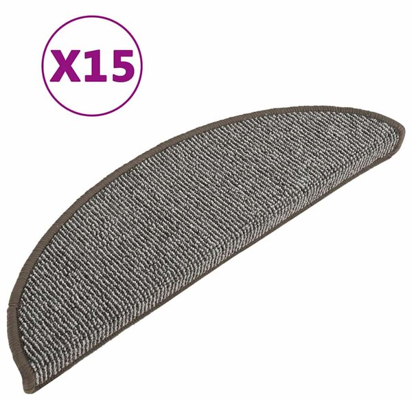 Schodové rohože 15 ks 56 x 17 x 3 cm šedé, půlkulaté 149846