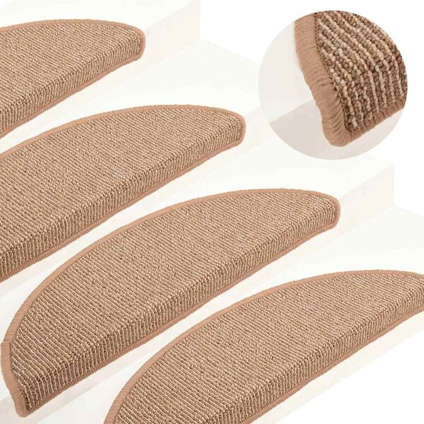 Schodové rohože 15 ks 56 x 17 x 3 cm světle hnědé půlkulaté 149851