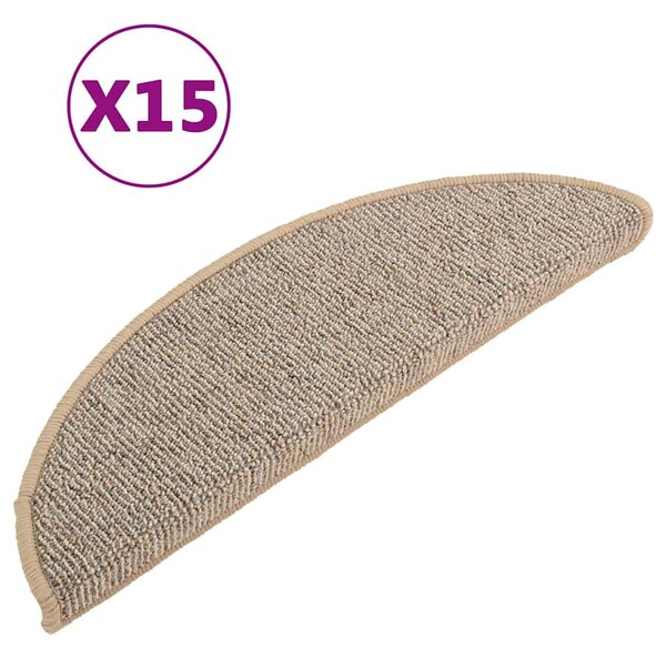 Schodové rohože 15 ks 56 x 17 x 3 cm hnědé půlkulaté 149847