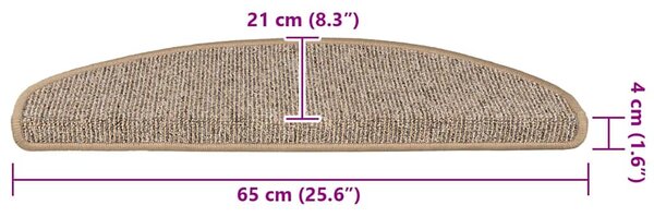 Schodové rohože 15 ks 65 x 21 x 4 cm hnědé, půlkulaté, velké 149855