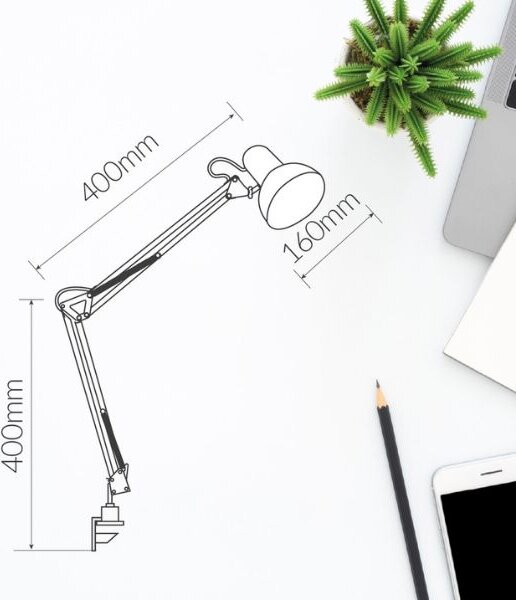 Kloubová stolní lampa na 1 žárovku E27, 40W, se šroubovacím úchytem, červená, 3 roky zár