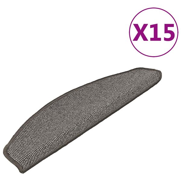 Schodové rohože 15 ks 65 x 21 x 4 cm šedé, půlkulaté, velké 149854