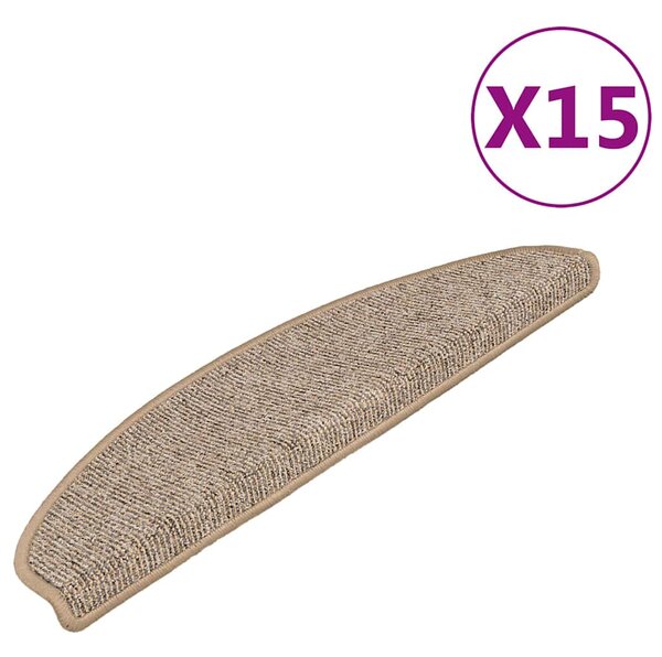 Schodové rohože 15 ks 65 x 21 x 4 cm hnědé, půlkulaté, velké 149855