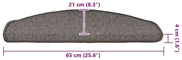 Schodové rohože 15 ks 65 x 21 x 4 cm šedé, půlkulaté, velké 149854
