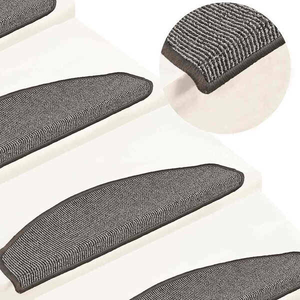Schodové rohože 15 ks 65 x 21 x 4 cm šedé, půlkulaté, velké 149854