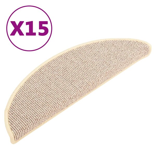Schodové rohože 15 ks 56 x 17 x 3 cm bílé a hnědé, půlkulaté 149852