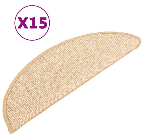 Schodové rohože 15 ks 56x17x3 cm krémové, půlkulaté 149853