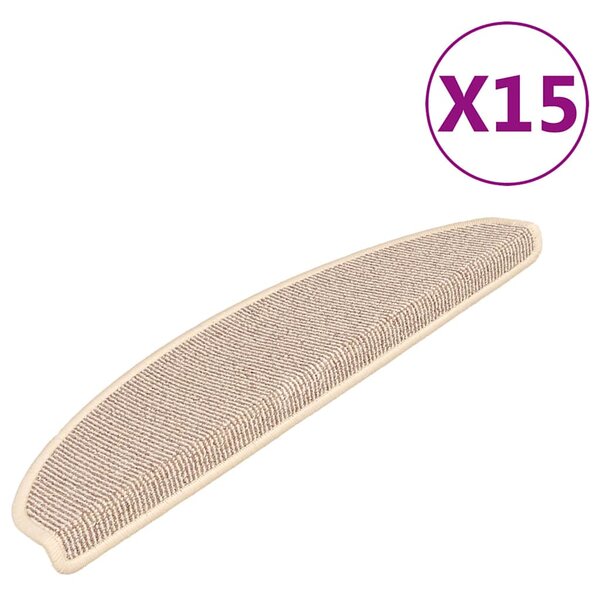 Schodové rohože 15 ks 65 x 21 x 4 cm bílé a hnědé, půlkulaté, velké 149860