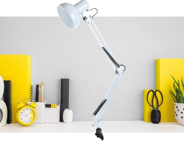 Kloubová stolní lampa na 1 žárovku E27, 40W, se šroubovacím úchytem, bílá, 3 roky zár