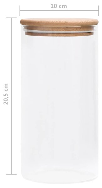 Skleněné dózy s bambusovým víčkem 4 ks 1200 ml 150705