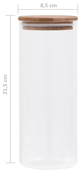 Skleněné dózy s bambusovým víčkem 6 ks 1000 ml 150696