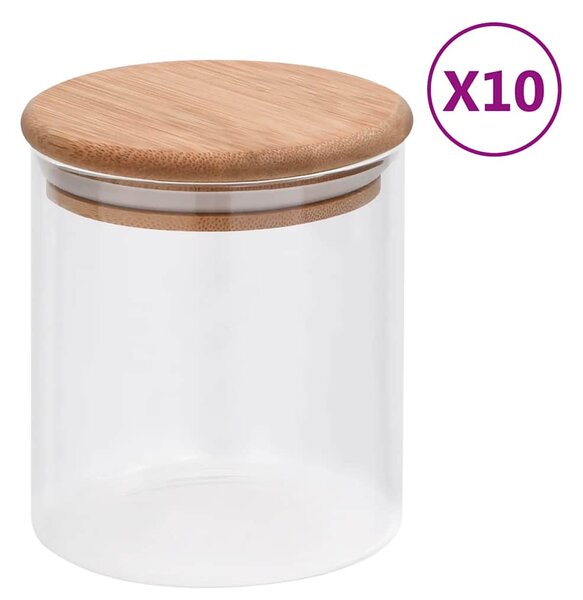 Skleněné dózy s bambusovým víčkem 10 ks 600 ml 150695