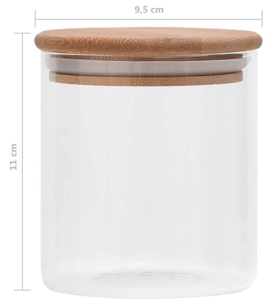 Skleněné dózy s bambusovým víčkem 10 ks 600 ml 150695