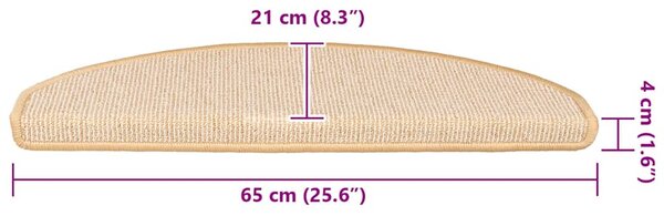 Schodové rohože 15 ks 65 x 21 x 4 cm krémové, půlkulaté, velké 149861