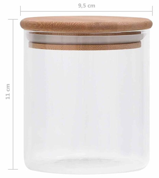 Skleněné dózy s bambusovým víčkem 6 ks 600 ml 150694