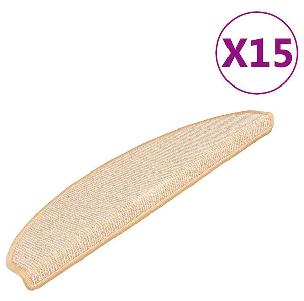 Schodové rohože 15 ks 65 x 21 x 4 cm krémové, půlkulaté, velké 149861